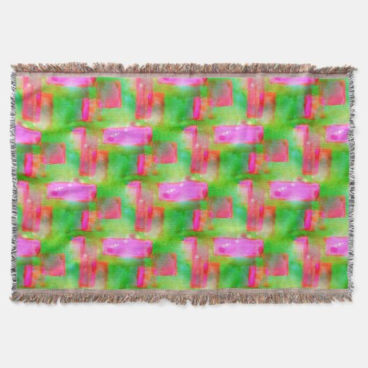 ピンク日光の抽象芸術の色彩の鮮やかな黄色 スローブランケット (正面)
