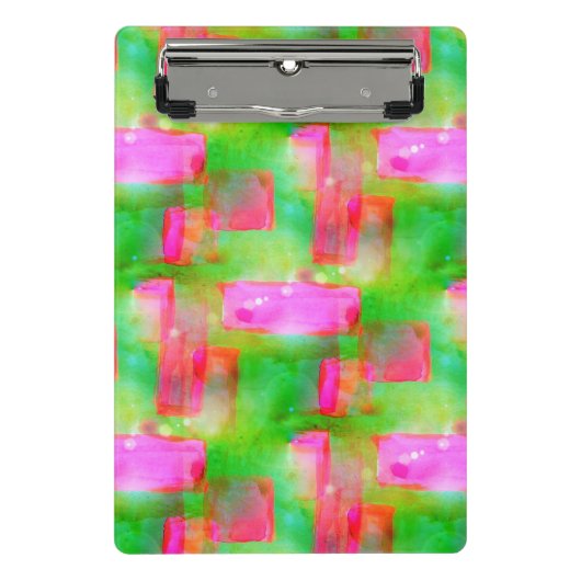 ピンク日光の抽象芸術の色彩の鮮やかな黄色 ミニクリップボード (正面)