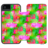 ピンク日光の抽象芸術の色彩の鮮やかな黄色 INCIPIO iPhoneウォレットケース (フォリオ Open)