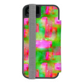 ピンク日光の抽象芸術の色彩の鮮やかな黄色 INCIPIO iPhoneウォレットケース (フォリオ裏面)