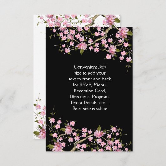 ピンク日本のさくらんぼの花結婚の数 招待状 (正面/裏面)