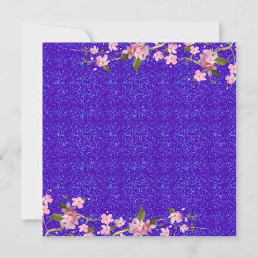 ピンク日本のさくらんぼの花結婚の数 招待状 (裏面)