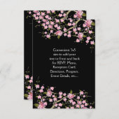 ピンク日本のさくらんぼの花結婚の数 招待状 (正面/裏面)