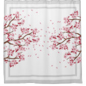 ピンク日本のさくらんぼの花 シャワーカーテン (正面)