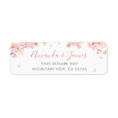 ピンク日本のさくらんぼ差出人住所 ラベル (正面)