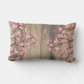 ピンク日本のさくらんぼ花枝の木 ランバークッション (裏面)