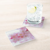 ピンク日本のさくらんぼ花 ガラスコースター (アングル)