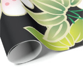 ピンク日本のと黄色のフローラ素晴らしの着物柄 ラッピングペーパー (ロールコーナー)