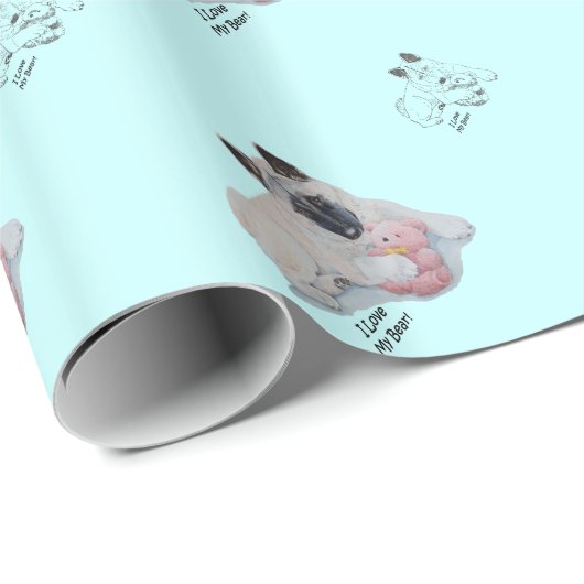 ピンク日本ののテディベアアートが可愛い秋田 ラッピングペーパー (ロールコーナー)