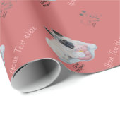 ピンク日本ののテディベアアートが可愛い秋田 ラッピングペーパー (ロールコーナー)