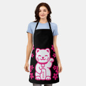 ピンク日本のの招き猫 エプロン (着用した状態)