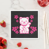 ピンク日本のの招き猫 スタンダードランチョンナプキン (インサイチュ)