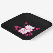 ピンク日本のの招き猫 ペーパープレート (傾斜あり)