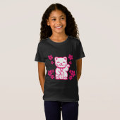 ピンク日本のの招き猫 Tシャツ (正面フル)