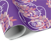 ピンク日本のの桜の花と幸運の猫 ラッピングペーパー (ロールコーナー)