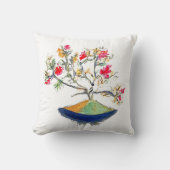 ピンク日本のの盆栽バイアリラ&リリーデザイン クッション (正面)