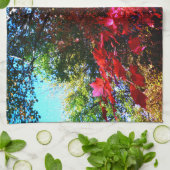 ピンク日本のの赤カエデ紅葉 キッチンタオル (折り畳み)