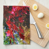 ピンク日本のの赤カエデ紅葉 キッチンタオル (四つ折り)