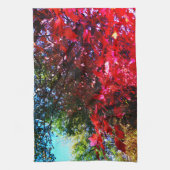 ピンク日本のの赤カエデ紅葉 キッチンタオル (縦)