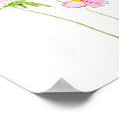 ピンク日本のアネモネの水絵画色 ポスター (角)