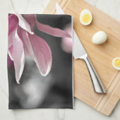 ピンク日本のソーサー・マグノリア キッチンタオル (四つ折り)