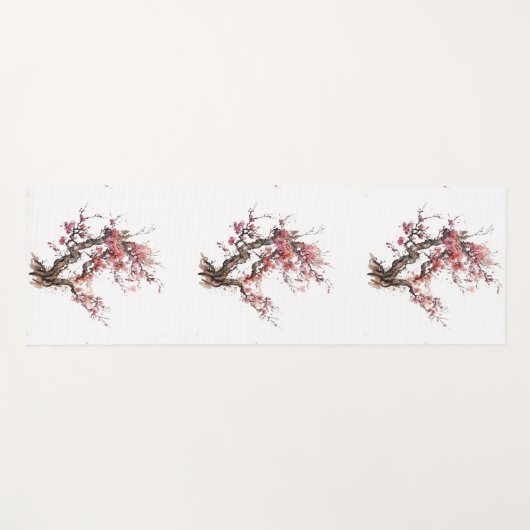 ピンク日本の桜さくらんぼブロッサムウォーター色 ヨガマット (正面(横))