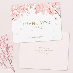 ピンク日本の桜さくらんぼ結婚の花 サンキューカード