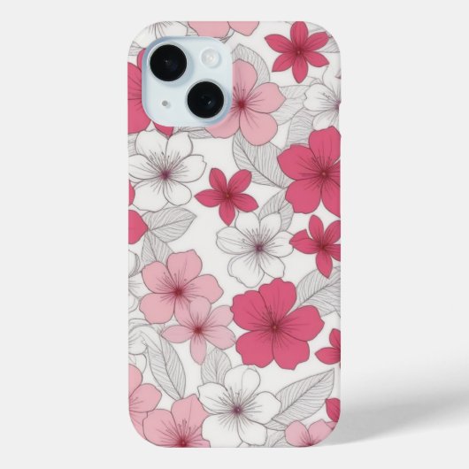 ピンク日本の桜さくらんぼ花模様 Case-Mate iPhoneケース (裏面)