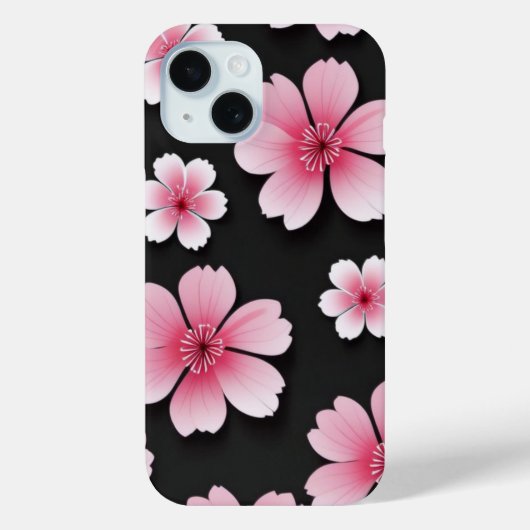 ピンク日本の桜さくらんぼ花模様 Case-Mate iPhoneケース (裏面)