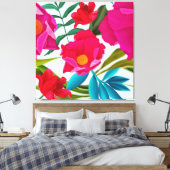 ピンク明るい赤紫色と赤い花 キャンバスプリント (インサイチュ (寝室))