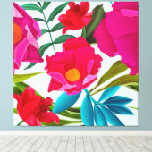 ピンク明るい赤紫色と赤い花 キャンバスプリント (インサイチュ (ウッドフロア))