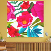 ピンク明るい赤紫色と赤い花 キャンバスプリント (インサイチュ (リビング))