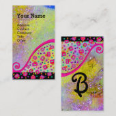 ピンク明るい赤紫色イエローパープル抽象芸術デコモノグラム 名刺 (正面/裏面)