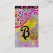 ピンク明るい赤紫色イエローパープル抽象芸術デコモノグラム 名刺 (裏面)