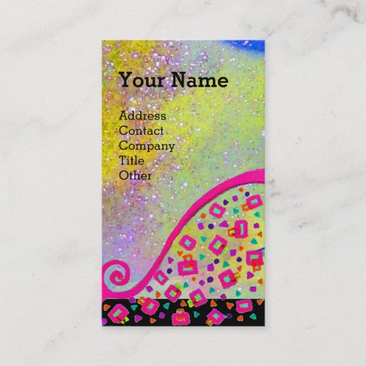 ピンク明るい赤紫色イエローパープル抽象芸術デコモノグラム 名刺 (正面)