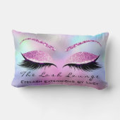 ピンク明るい赤紫色グリッターアイメイクアップラッシュ美しい グラデーション ランバークッション (裏面)