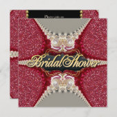 ピンク明るい赤紫色スパークル華美ブライダルシャワーパーティー 招待状 (正面/裏面)