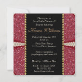 ピンク明るい赤紫色スパークル華美ブライダルシャワーパーティー 招待状 (裏面)