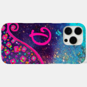 ピンク明るい赤紫色ターコイズブルー抽象芸術デコモノグラム Case-Mate iPhoneケース (裏面 (横))