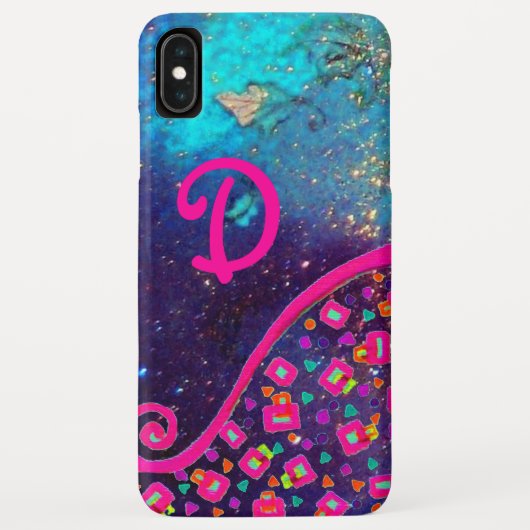 ピンク明るい赤紫色ターコイズブルー抽象芸術デコモノグラム Case-Mate iPhoneケース (裏面)