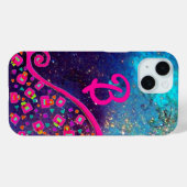 ピンク明るい赤紫色ターコイズブルー抽象芸術デコモノグラム Case-Mate iPhoneケース (裏面 (横))