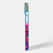 ピンク明るい赤紫色ターコイズブルー抽象芸術デコモノグラム Case-Mate iPhoneケース (裏面 / 左)
