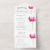 ピンク明るい赤紫色チューリップウォーター結婚カラーフローラ オールインワン招待状 (内側)