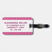 ピンク明るい赤紫色ドットのラゲッジタグ(名前) ラゲッジタグ (裏面横)