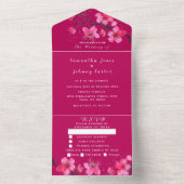 ピンク明るい赤紫色フローラさくらんぼ結婚ブロッサム オールインワン招待状 (内側)