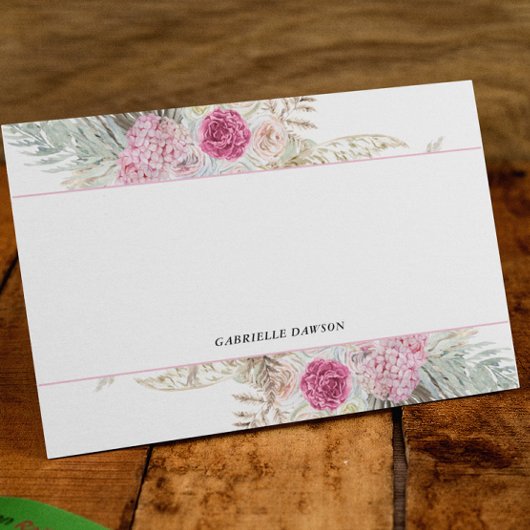 ピンク明るい赤紫色フローラパーソナライズされたノートカード ノートカード