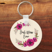 ピンク明るい赤紫色フローラポピーリース最高のママーエバー キーホルダー (正面)