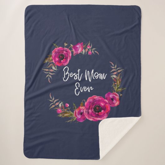 ピンク明るい赤紫色フローラポピーリース最高のママーエバー シェルパブランケット (正面)