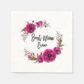 ピンク明るい赤紫色フローラポピーリース最高のママーエバー スタンダードカクテルナプキン (正面)