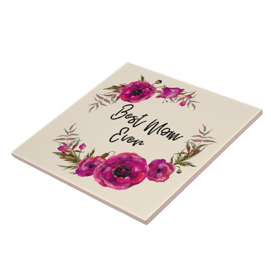 ピンク明るい赤紫色フローラポピーリース最高のママーエバー タイル (側面)